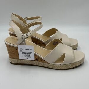 NWT Liz Claiborne Ivory Alton Wedge Sandals Memory Foam Cork Womens Size 11 M